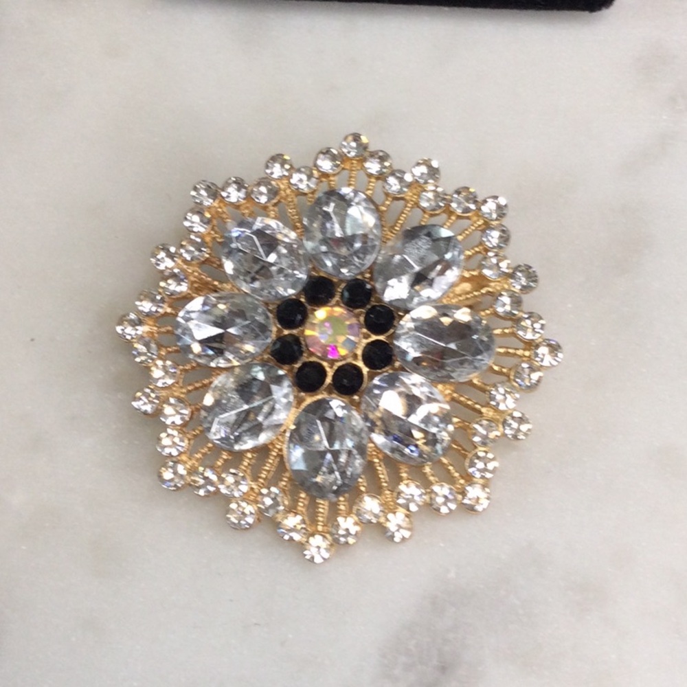Gold Crystal Brooch
